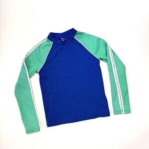 Mini Boden 8-9Y Long Sleeve Rash Guard Swim Sun Shirt Blue Green UPF 40+